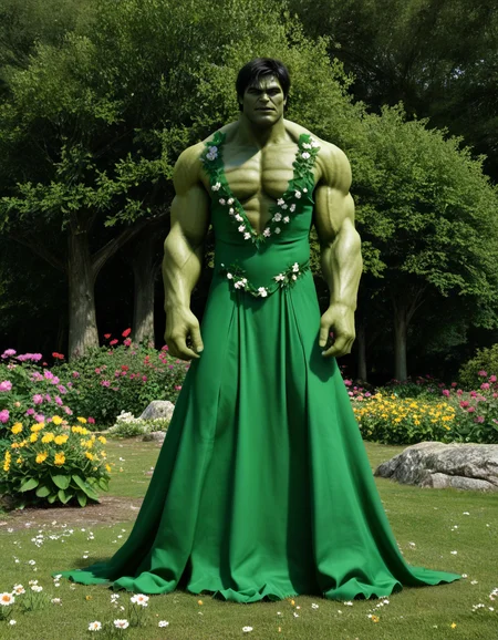 <lora:The_Incredible_Hulk_2008:0.5> hulk, man in a nice flower dress, extremely detailed, best resolution, best quality, masterpiece, crisp, sharp focus, 4k