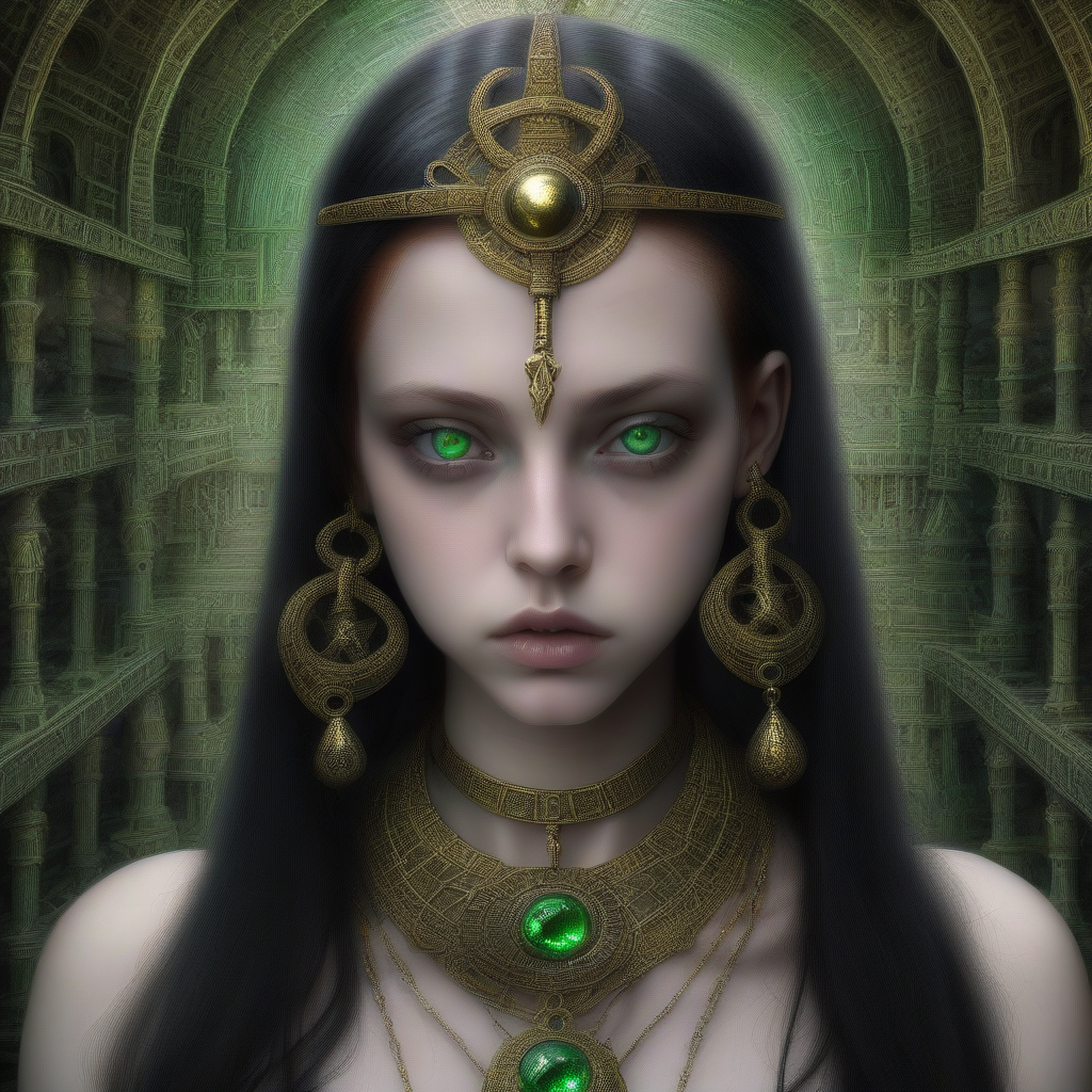 <lora:DeepDream:1>raw photo of a young, pale, goth, attractive, friendly, casual, delightful, intricate, gorgeous, female, piercing green eyes, wears a gold ankh necklace, femme fatale, nouveau, curated collection,  nikon, award winning, breathtaking, groundbreaking, superb, outstanding, photoshopped, dramatic lighting,  DeepDream