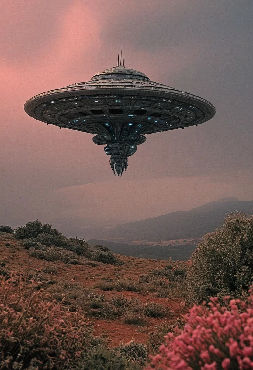 alien spaceship, landscape novuschroma46 <lora:CBS_novuschroma46 style_b3:1>