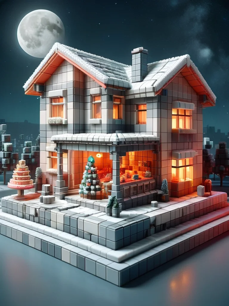 hyper detailed masterpiece, dynamic, awesome quality, ral-3dcubes cozy and warm scenes, king moonracer, yule log cake, tranquil and serene,filled with joy and laughter,generous and giving, neon lights, warm and inviting kitchens filled with the aroma of baked goods <lora:ral-3dcubes:1>