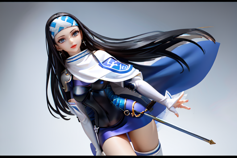 highly insanely detailed, masterpiece, top quality, best quality, highres, 4k, 8k, RAW photo, (very aesthetic, beautiful and aesthetic),  
beth_\(megami_tensei\),bethsmtii,shin megami tensei ii,long hair,black hair,straight hair,sleek black,jewelry,cross,headband,red_lipstick,Blue_dress,armored_corset,blue shirt,white cape,cape_with_messian_symbol,Religious_cape,messian_symbol_cape,holy_knight_cape,messian_cross_earrings,cross_earrings,religious_earrings,messian_symbol_jewelry, 
<lora:zs_Beth:1>, 
(1girl:1.3), 1other, 
floating platforms,floating buildings,(pure black background,transparent background:1.2),âââ