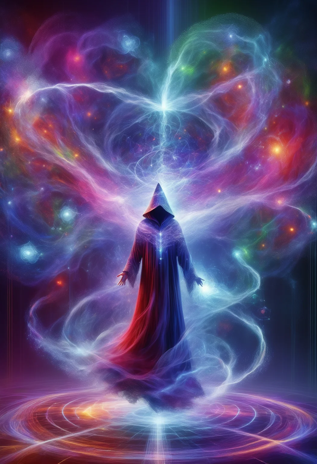 DonMD1g174l4sc3nc10nXL, DonMM1y4XL female wizard, gravitational manipulation (controlling gravity fields) crimson streams and veils that flow and twine in the air, moving with an eerie life of their own, pulse with every heartbeat, creating an intimate yet unsettling spectacle, miasmic mist, <lora:DonMD1g174l4sc3nc10nXL-000006:1.0> <lora:DonMM1y4XL-v2rb:1>