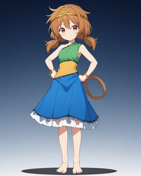 son biten,solo, barefoot, smile, 1girl, closed_mouth, holding, full_body, dress, hand_on_hip, skirt, 1other, androgynous
<lora:son_biten_image350_2023-12-20-000025:1>,star-shaped_pupils,symbol-shaped_pupils,. gorgeous,key visual, vibrant, studio anime,award-winning, professional, highly detailed,high budget, cinemascope
