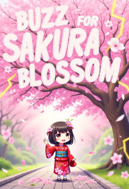 aidmatextimprover, sakura petals, sakura tree, 1girl, asian girl in red kimono, spring, sunny, yellow lightning rain,
Text:"BUZZ FOR SAKURA BLOSSOM".