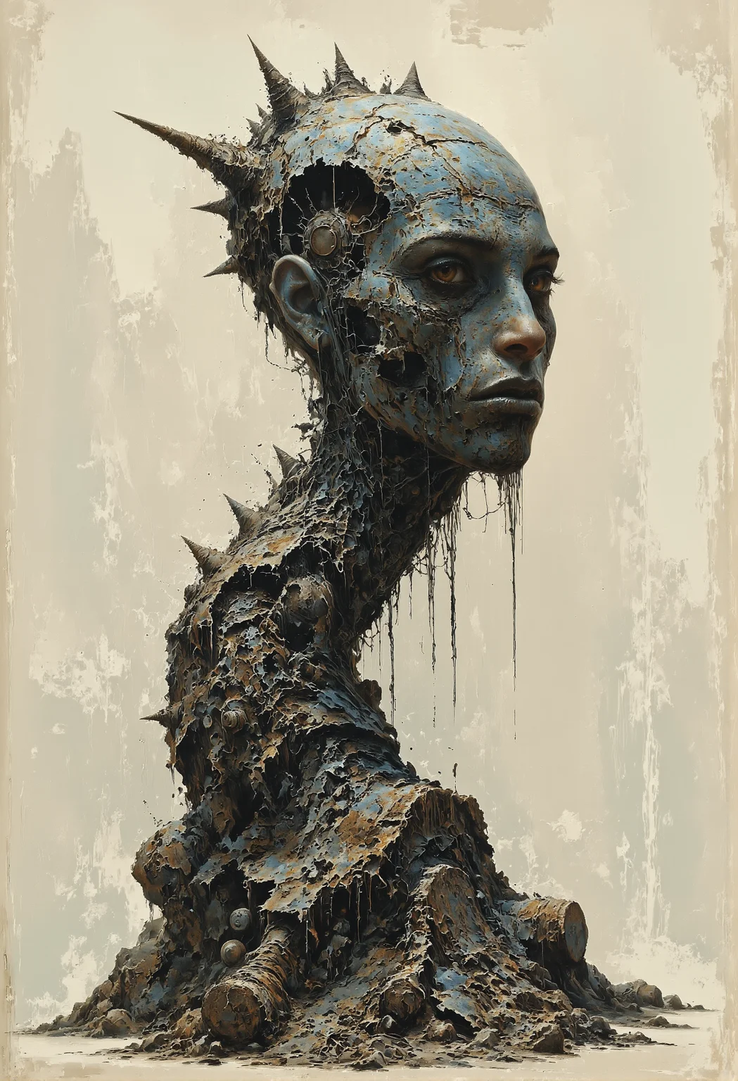 (art by Zdzislaw Beksinski:2), a human with a long spiky metal tail and  metal spikes attached to the spine  <lora:- Flux1 - vanta_black_V2.0.safetensors:0.5>,  <lora:Elden_Ring_-_Yoshitaka_Amano.safetensors:1.0>,  <lora:fantasy-flux-v1.safetensors:1.0>,  <lora:The Weirdies [Flux]_R.safetensors:0.75>,  <lora:Glitchcore_Flux.safetensors:0.4>,  <lora:Dieselcore_Flux.safetensors:0.7>,