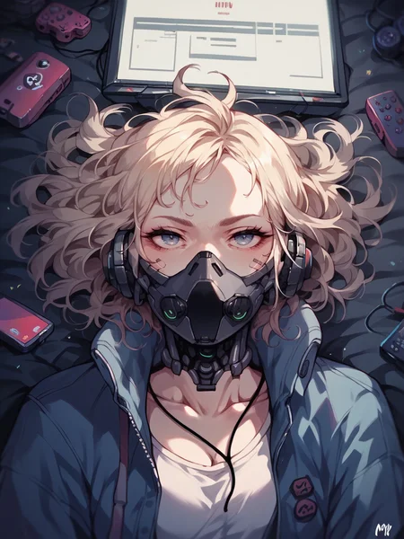 score_9, score_8_up, score_7_up, score_6_up, score_5_up, score_4_up, <lora:m1ntfl4v0r2XLP:0.8> m1ntfl4v0r2, 1girl, gamer, cyborg