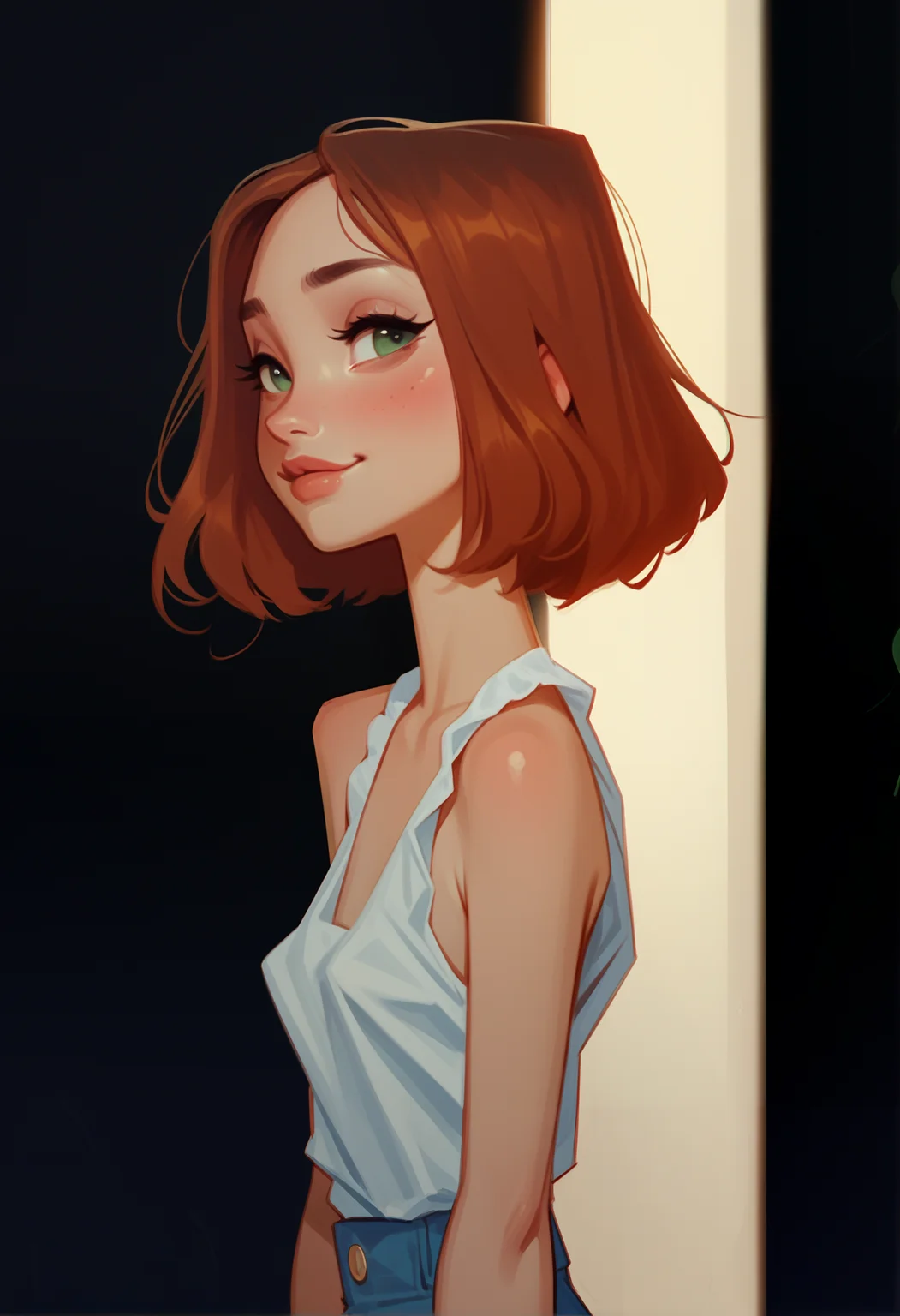 score_9, score_8_up, score_7_up, score_6_up, 1girl, petite, 18yo, cute face, skinny, seductive, lower body, spotlight, night