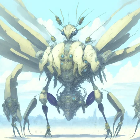 anime Mechanical Alien Invasion, I welcome our new Insect Overlords (InsectOverlords style:1) <lora:djzInsectOverlords:0.8)