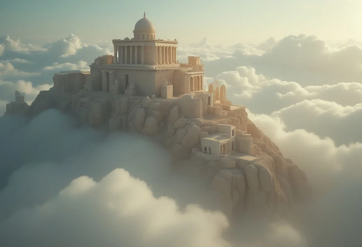 the most realistic, photorealistic photo ever taken [(an ancient greek mythological city:1.5) in the clouds,a dream world shifting landscapes, and ethereal creatures, Captured with a Hasselblad X2D 100C and an 80mm f/1.9 lens, hyper-realistic textures, soft studio lighting, elegant shadows, styled for a Vogue beauty editorial, incredible realism, creamy bokeh, ultra-detailed textures, perfect lighting],