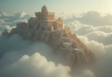 the most realistic, photorealistic photo ever taken [(an ancient greek mythological city:1.5) in the clouds,a dream world shifting landscapes, and ethereal creatures, Captured with a Hasselblad X2D 100C and an 80mm f/1.9 lens, hyper-realistic textures, soft studio lighting, elegant shadows, styled for a Vogue beauty editorial, incredible realism, creamy bokeh, ultra-detailed textures, perfect lighting],