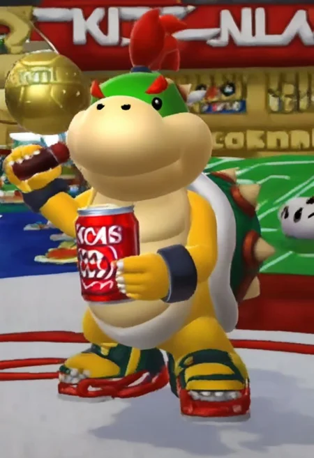 Super Mario Bros Hidmajn A Standing JBowser Front Koopa Jr. Holding a Cola-Coca,