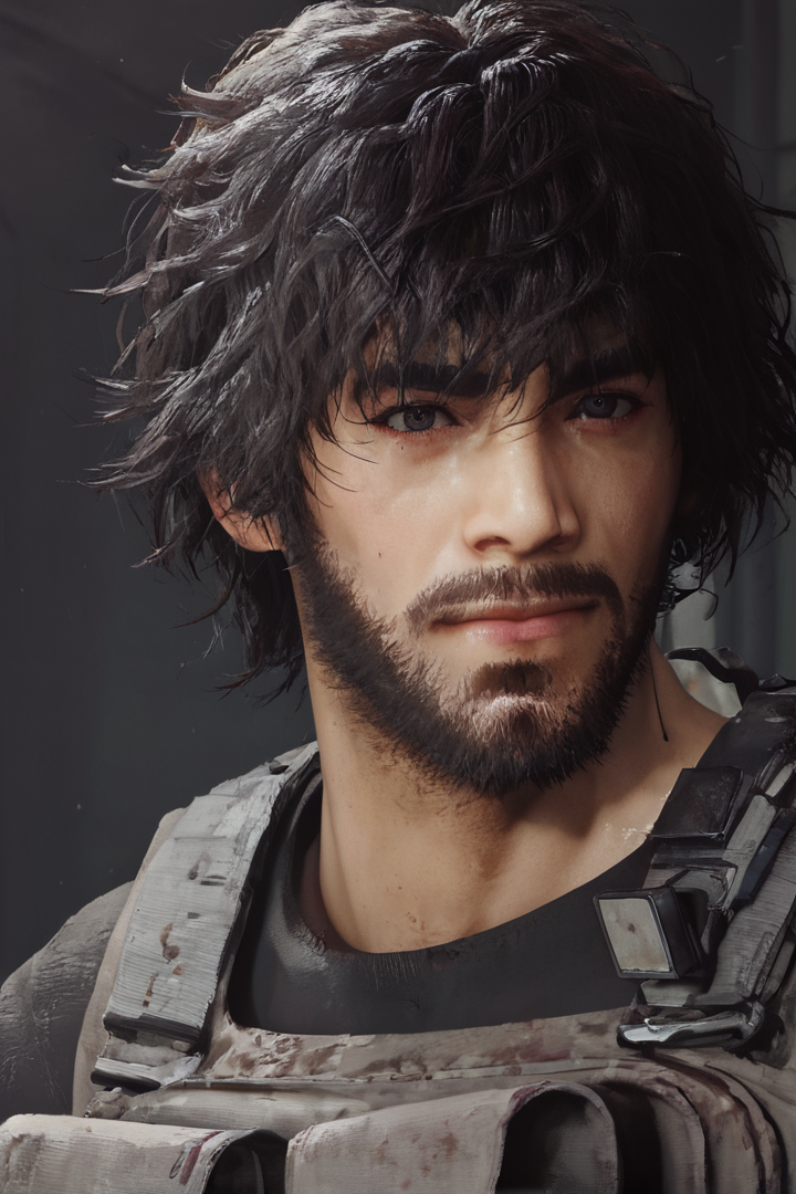 score_9, score_8_up, score_7_up, source_anime,
marcosoliveira,beard, black eyes, detailed eyes,solo, muscular,  beard, black shirt,
<lora:detail:1><lora:Carlos_Oliveira_-_Residen_Evil_3:1> <lora:twilight:1>