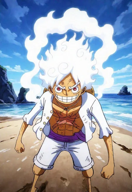 2D ( Portrait:1.1) 1Luffy in a beach, (best quality, masterpiece, detailed, highly detailed face) ,(high definition face:1.0),(detailed eyes:1.0) 8k,(Smilex2), (solo), amazing perspective, profesional composition ,