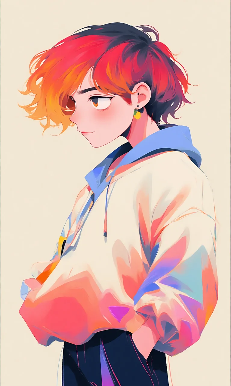 A digital illustration of a animation character boy , featuring vibrant yet professional colors, smooth shading, clean outlines, and a modern graphic style, with subtle textures and a polished finish, elegant and creative