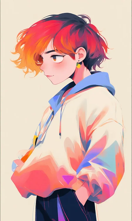 A digital illustration of a animation character boy , featuring vibrant yet professional colors, smooth shading, clean outlines, and a modern graphic style, with subtle textures and a polished finish, elegant and creative