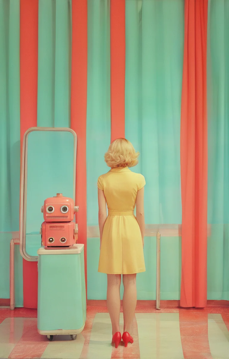 masterpiece,best quality,<lora:tbh260-sdxl:0.9>,illustration,style of Kourtney Roy, portrait of Housework robots