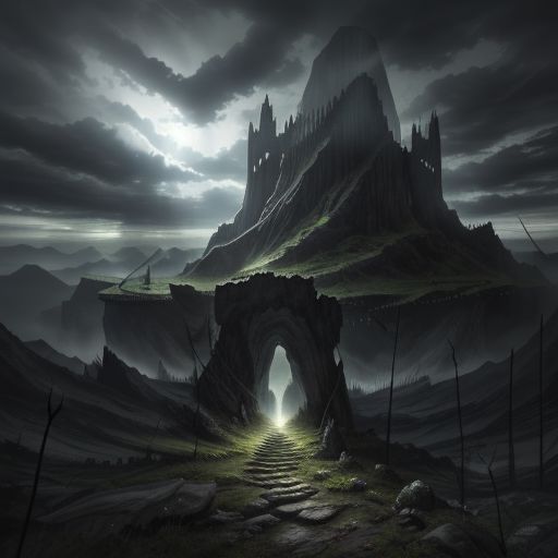 Dystopian
Watchful elves
Dark, protective clothing
Bows and arrows
Sorrow and caution
Dark cave entrance
Menacing, enchanted forest
Heavy, clouded sky
Merging shadows
Imminent danger
Bare trees
Ominous silence
Weak light through clouds
Tense atmosphere