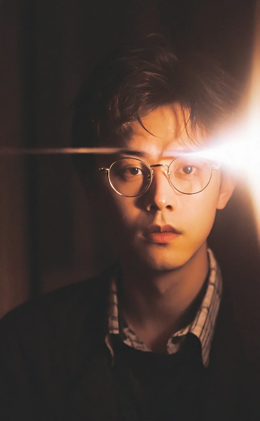 leogirl, realistic photography,
Illuminated only by the soft, warm light emanating from the tip of his wand, Harry's face is partially obscured by shadows, reflecting his constant battle with darkness. His glasses catch the light, creating a twinkling effect that hints at his magical world.
close up, <lora:add-detail-xl:0.3>, perfecteyes, <lora:PerfectEyesXL:0.4>