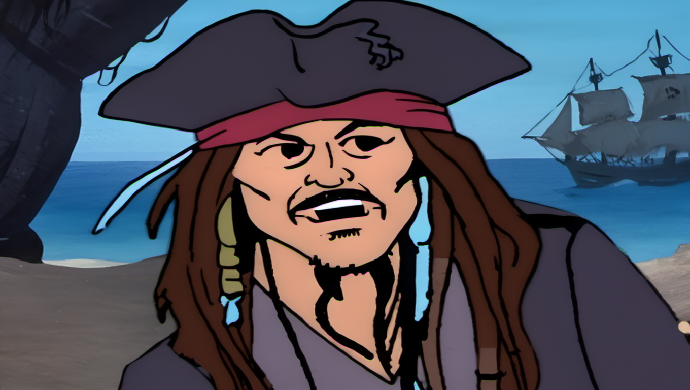 a cartoon of Jack Sparrow<lora:Scooby-Doo-SDXL:1>