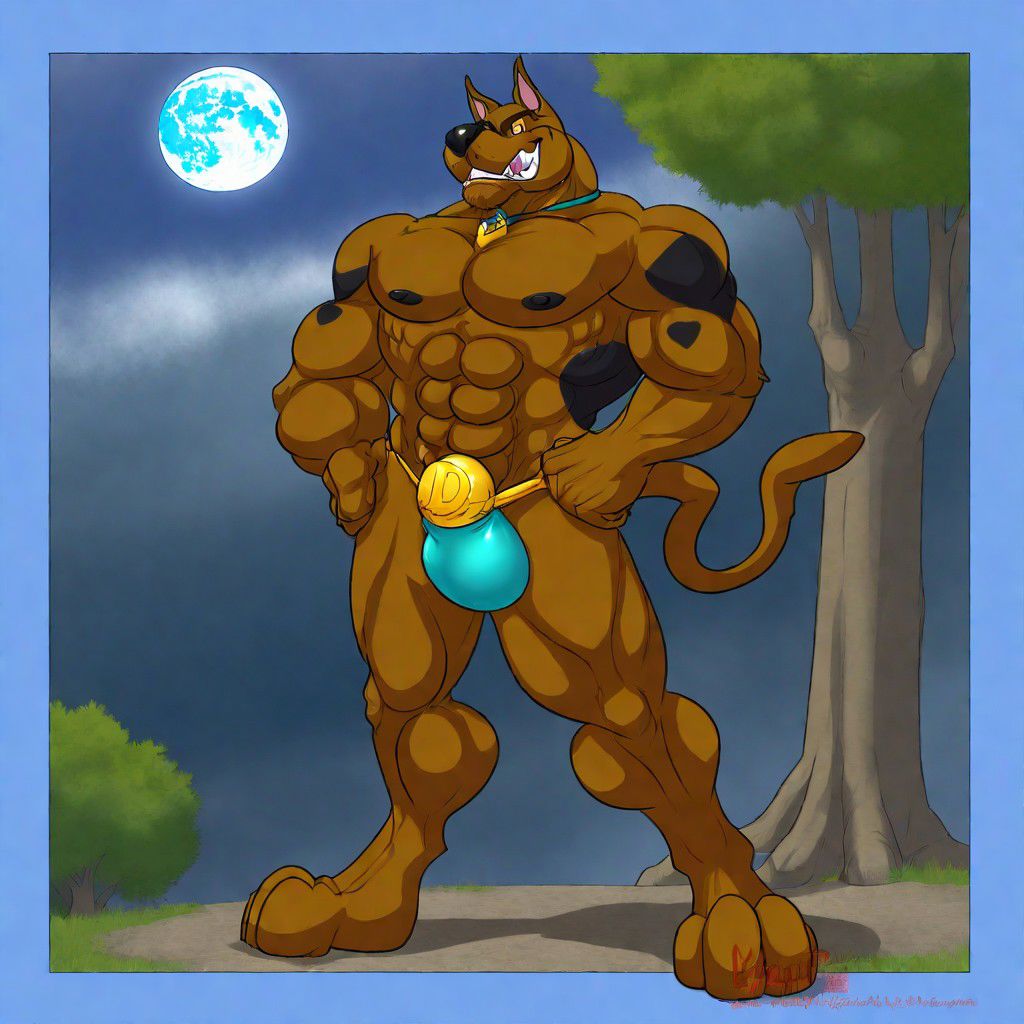 death (puss in boots), solo, looking at viewer, red eyes, 1boy, navel, sitting, weapon, male focus, nude, outdoors, penis, cape, tree, pubic hair, uncensored, muscular, night, erection, abs, moon, testicles, pectorals, muscular male, nature, male pubic hair, bara, furry, full moon, forest, furry male, wolf, wolf boy, werewolf, dog penis
