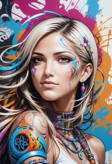 Jed-Gr4ff1t1,dolleijSDXL01,  masterpiece, full of details, positive emotional, wallpaper enginge, <lora:GraffitiStyle-000003:0.7>, anime comics art of a dreamcatcher, Selective focus, dramatic, studio anime, emotive, colorful, fine polished, professional creative, pure, cinematic light, great composition, contemporary, deep aesthetic