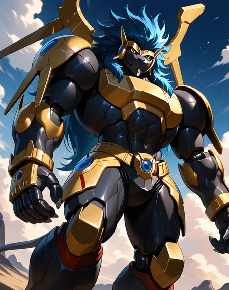score_9, score_8_up, score_7_up,
8K, In'ei, chiaroscuro, volumetric lighting, perfect depth of field shot, beautiful, sharp focus, crisp details, masterclass animation, photographic realism, source_anime,
<lora:Apollomon_Whispered_(Digimon)_(Illustrious)_(AD):1> Apollomon Whispered, Digimon, muscular, robot, mecha,
exterior, sky with soft clouds,
dynamic action, bent leg, cowboy shot, dutch angle, male focus, blue hair, yellow eyes,
BREAK zPDXL, Smooth Quality, IllusP0s,