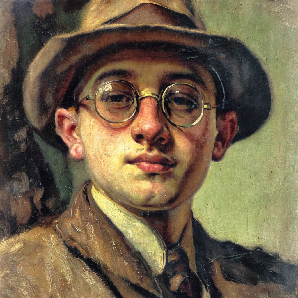 barbacki professional portrait of a young man wearing a hat and glasses<lora:barbacki:1>