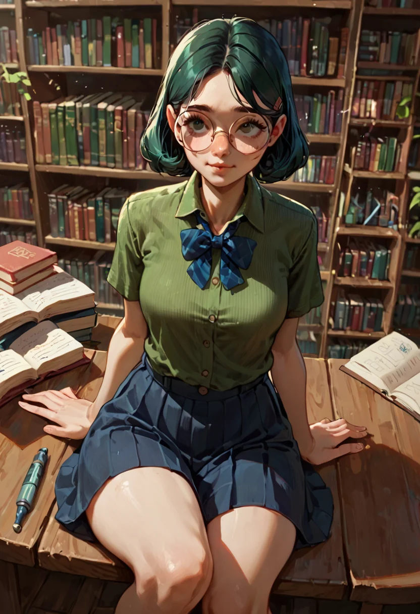score_9, score_8_up, score_7_up, score_6_up BREAK
source_anime,
1girl, nerd girl sitting in library looking suprised,
round glasses
<lora:RoundGlassesVs1:0.75>
