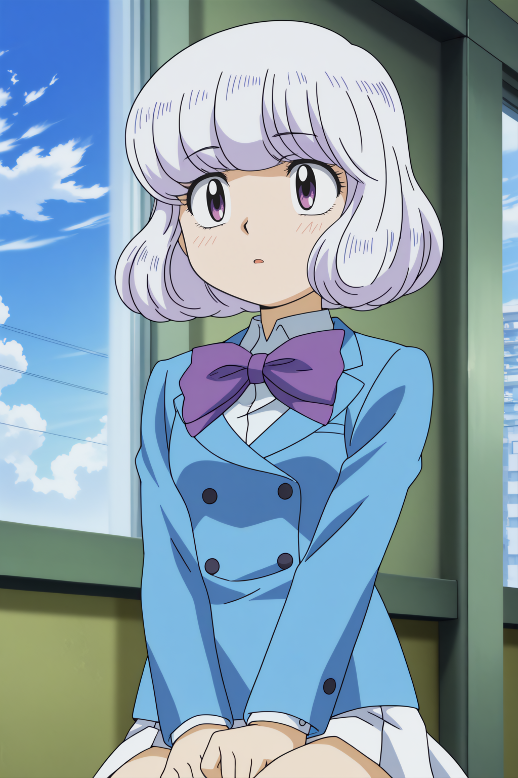 Shiho Sannomiya, white hair <lora:Zettai_Karen_Children_-_Shiho_Sannomiya_-_illustrious:0.8>