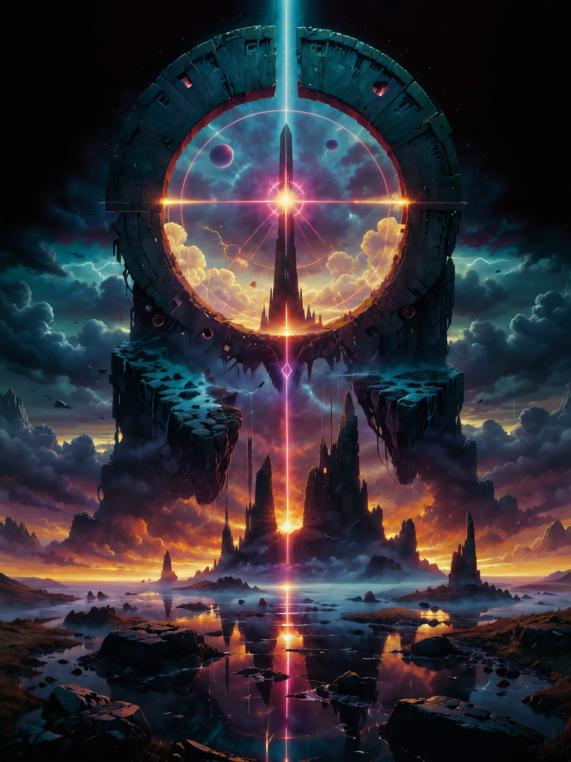 <lora:more_artful-xl:0.8> <lora:add-detail-xl:2.4> <lora:style-matte_black_contrast-xl-v3-by_tijuanaslumlord:0.4> <lora:style-glowing_neon-xl-by_cybernella:0.8> (vertical symmetry:1.1), vntblk, movie poster art, [blood moon, red moon, darkest night, the (three pyramids:1.2) of giza, low angle, black and red hues:famous artwork by (caspar david friedrich:1.4) and (jay anacleto:1.3), (artifact:1.4), ominous dark, (magical and enchanting:1.2) landscape with towering (obelisks:1.5) piercing the sky, glowing ornate (extraterrestrial:1.3) artifact, jagged rock formations, night sky, mysterious, ethereal, deserted, dark corners, (black:1.1), (obsidian:1.1), (bordeaux:1.1), (deep purple:0.8), (dark teal:0.7), (cyan:0.6), (grey:0.5):16], ultra detailed
