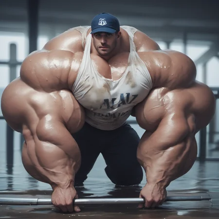 score_9, score_8_up, score_7_up, score_6_up, score_5_up, score_4_up,  A worker man with oil stained clothing wipes the sweat from his brow while he works out at sea,  dirty, extreme hyper muscle fetish <lora:MorphedMenv2:1>