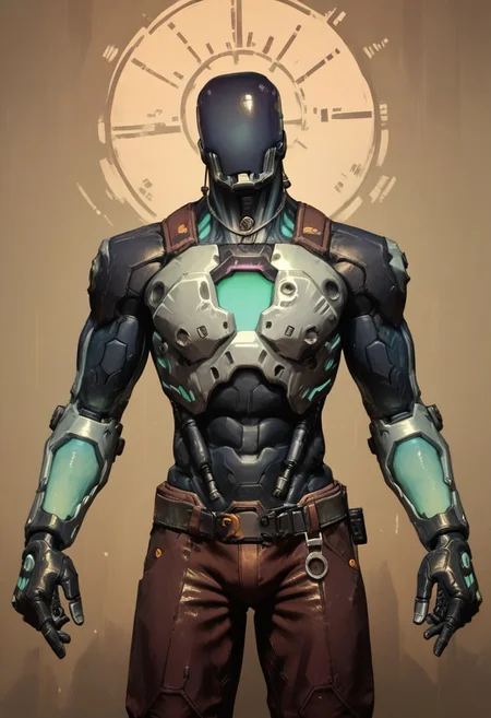 ((score_9, score_8_up, score_7_up)), looking at viewer,
, kayo, robot, brown pants, blank face,  gang-signs, expressive hand gestures,
gradient_background,