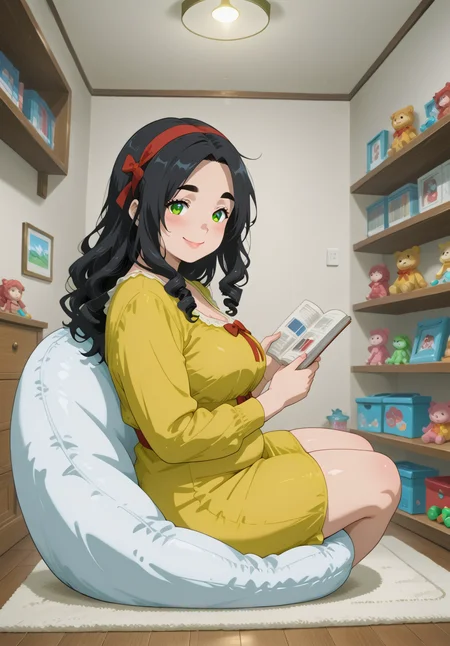 IllusP0s, PonyScores7, source_anime, ah1, IllustriousQual, interesting, exciting, spectacular, wonderful, amazing quality, absolutely eye-catching, very awa,
BREAK <lora:xl_more_art-full_v1:0.2>, <lora:aesthetic_anime_v1s:0.2>, <lora:detailxl:0.2>, detailxl, amazing quality, best aesthetic, absurdres, illustration, Volumetric_Lighting, ultra-detailed, very aesthetic, intricate details, best_quality, lazympos, <lora:Add_Details_v1.2:0.4>, <lora:quality_modifiers_masterpieces_v1:0.2>, anime style, <lora:HDA_Detailer:0.3>, <lora:natsumi_style:0.2>, <lora:by_usakun-pony:0.2>, by usakun, <lora:Akina_Bbw_Style_-_PonyXL:0.2>, AkinBw,
BREAK (((dusting for fingerprints))), dynamic pose,
BREAK 1girl, mature female, (curvy), round-chin, caucasian, <lora:ETO_OC_Illustrius:0.5>, eto_oc, skindentation, (plump), thick thighs, wide hips, busty, voluptuous, round ass, large breasts, <lora:plussizegirls_IL:0.3>, <lora:plussizegirls_pony:0.3>, <lora:shinyskin2:0.2>, glistening skin, HDA_FatGirlXL, <lora:perfection style:0.2>, perfection style, perfection,
BREAK ((Classic blue and yellow dress with a red bow headband)),
BREAK (curly hair), long hair, (black hair:1.4), (parted hair:1.7), messy hair, kinky curls, detailed hair, <lora:hairdetailpxl:0.2>, hairdetailpxl,
BREAK (half green and brown eyes), (colorful eyes), (multicolored eyes), (downturned eyes:1.4), expressive eyes, perfect eyes, eyes hd, detailed eyes, (round face:1.2), (thick eyebrows:1.3), (plump face), lips, <lora:Round_face:0.2>,
BREAK (((smile, (troubled eyebrows:0.6) expression))), Expressive, emotional, looking at viewer, Face Detailed, <lora:Expressive_H:0.2>, Expressiveh, <lora:Emotional_Anime_Expressions_PonyXL_Concept:0.2>, <lora:Best_Facial_Expression_LoRA_PONY:0.2>, looking at viewer, <lora:Detailed expressive EXEV style -XL Pony V1.0:0.2>, FaceDetail, <lora:Best_Facial_Expression_Helper_XTREME_ILLU:0.4>, kaogei,
BREAK (((toy Room, a simple yet organized toy room with floor-to-ceiling shelving filled with toys and games, The room features a soft rug for playing, a comfortable bean bag chair for reading, and a small corner for imaginative play with dolls or action figures))), (((Ground level, (from side), very far from viewer))), 4k, 8k, Ultra HD, Masterpiece, Best quality, Detailed background, foreshortening, extreme perspective, full_details, <lora:AddMicroDetails_Illustrious_v3:0.2>, addmicrodetails,