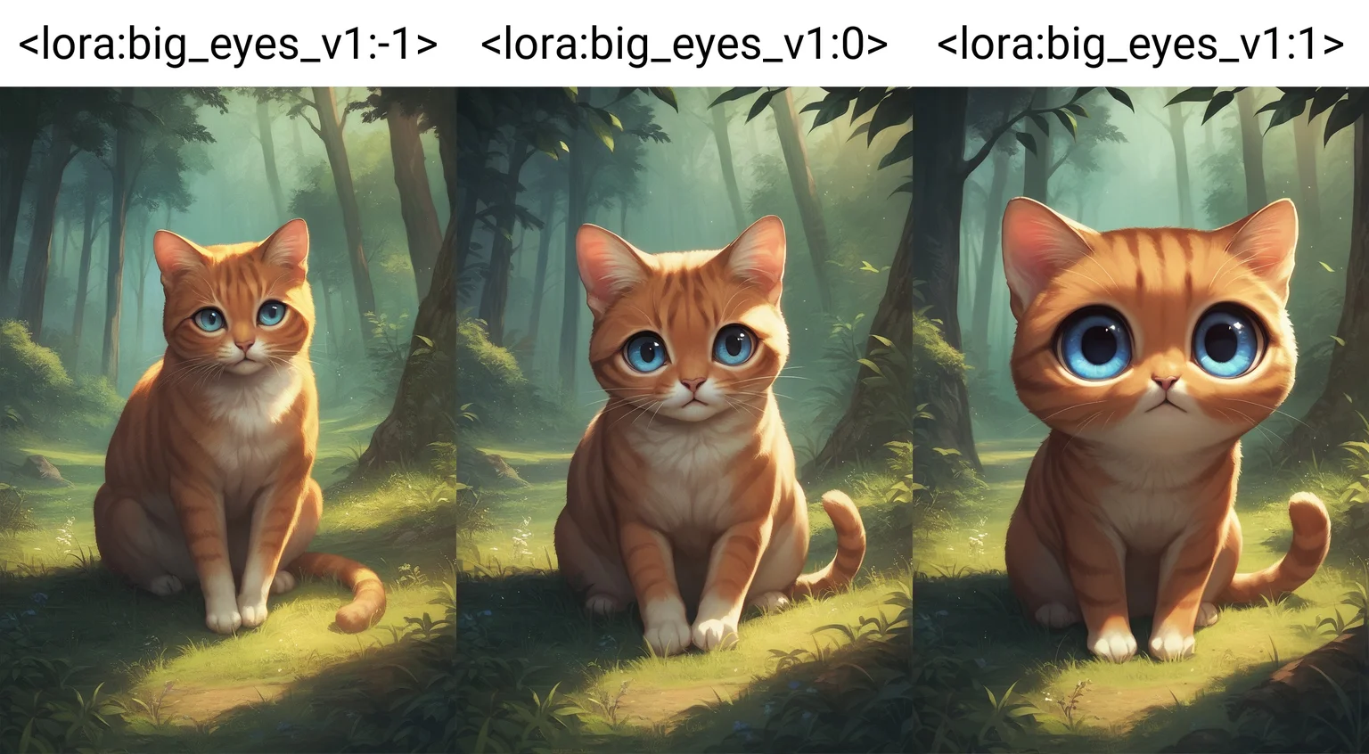 big eyes,
score_9,score_7_up,
cat, orange fur, feral, sitting, grass, forest, blue eyes, solo, detailed background, colorful,
score_8_up,score_6_up,score_5_up, source_anime, <lora:big_eyes_v1:-1>