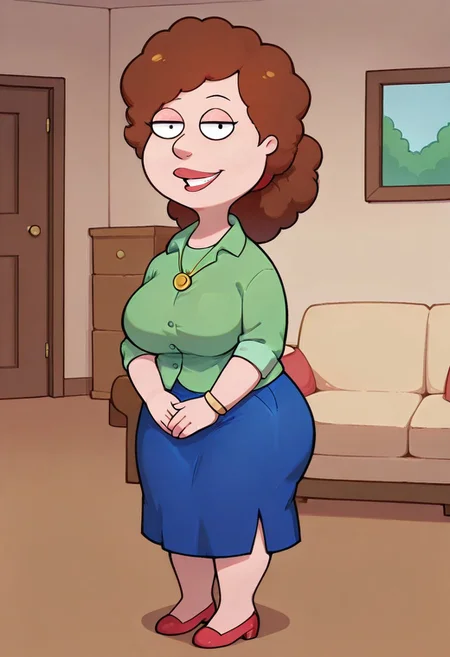 score_9,score_8_up,score_7_up,score_6_up,best quality, 1girl, solo, living room, couch, indoors,
BREAK
unnamed girl, brown hair, black eyes, (mature female:1.5), (plump:1.2), large breasts, gigantic ass, gigantic hips, green sweater, rolled up sleeves, blue skirt, shoes, own hand together, smile, looking at viewer, long skirt, half-closed eyes, necklace,