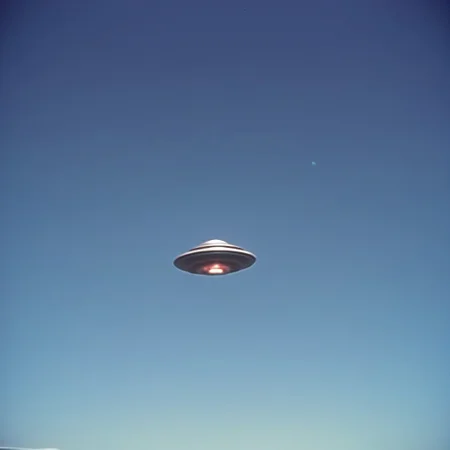 (olddigitalcamera, raw, light leak, film grain, jpeg artifacts, low res, low quality):2, distant UFO, flying saucer, hovering in the sky, far away