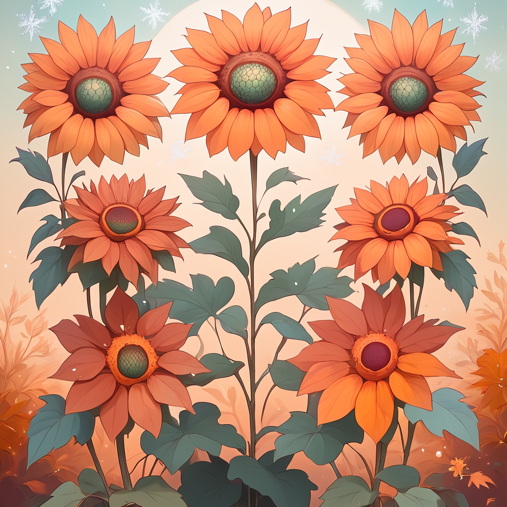 score_9, score_8_up, score_7_up, score_6_up, BREAK <lora:Disney_NouveauPony:1> ArsMJStyle, Disney Nouveau, four women representing the seasons, each dressed in richly detailed garments. They stand intertwined with the natural elements of their seasonsâspring blossoms, summer sunflowers, autumn leaves, and winter snowflakes.