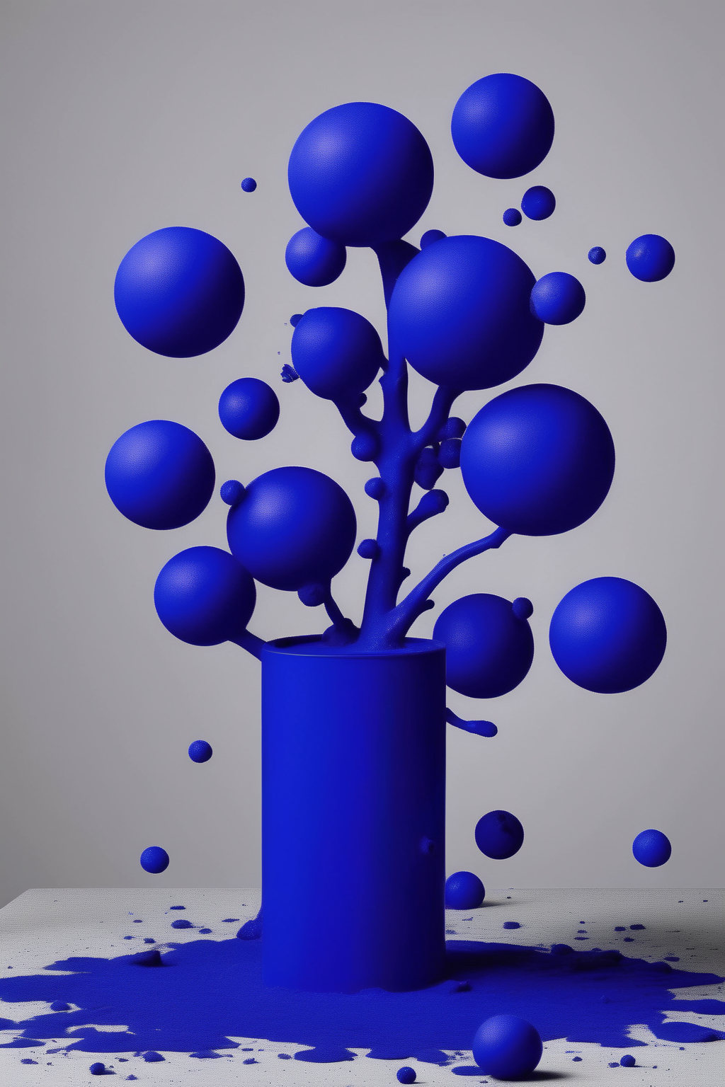 <lora:Yves Klein Style:1>Yves Klein Style - Create a tangible art object that represents personal development with influences from Yves Klein. This artwork is for a design agency and should be highly detailed with a bright and realistic tone. The final product should be a bold and creative piece that thinks outside of the box. The object should be a physical representation of personal growth and development. Be imaginative and think of unique ways to incorporate Yves Klein's style and philosophy into the design.