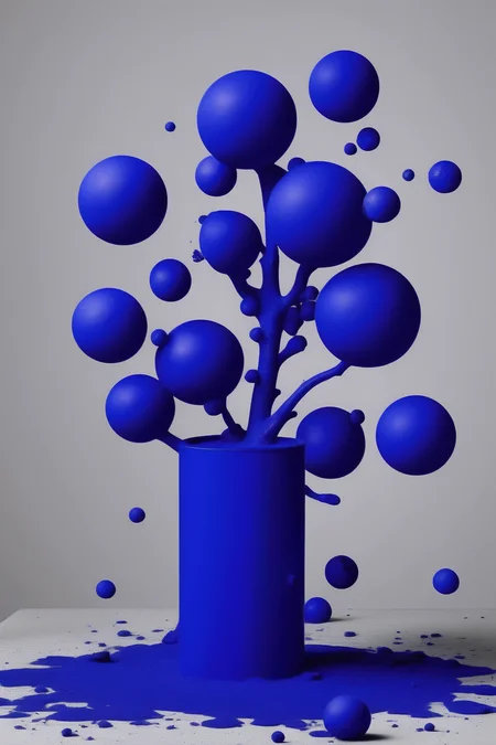 <lora:Yves Klein Style:1>Yves Klein Style - Create a tangible art object that represents personal development with influences from Yves Klein. This artwork is for a design agency and should be highly detailed with a bright and realistic tone. The final product should be a bold and creative piece that thinks outside of the box. The object should be a physical representation of personal growth and development. Be imaginative and think of unique ways to incorporate Yves Klein's style and philosophy into the design.