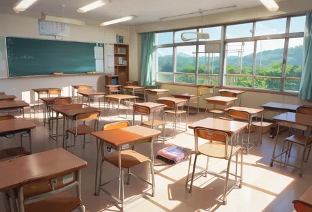 score_9, score_8_up, score_7_up, rating_safe, masterpiece, best quality, absurdres, unity 8k wallpaper, official art, official style, source_anime, uncensored, game cg, megami magazine,
kyoshitsu, classroom, scenery, chalkboard, window, school, indoors, clock, sunlight, school desk, bulletin board, shade, curtains, school chair, ceiling light, shadow, artist name, book, chinese text, ceiling, day, paper, from behind
<lora:gakkou_kyoshitsu_PONY_V1:1>