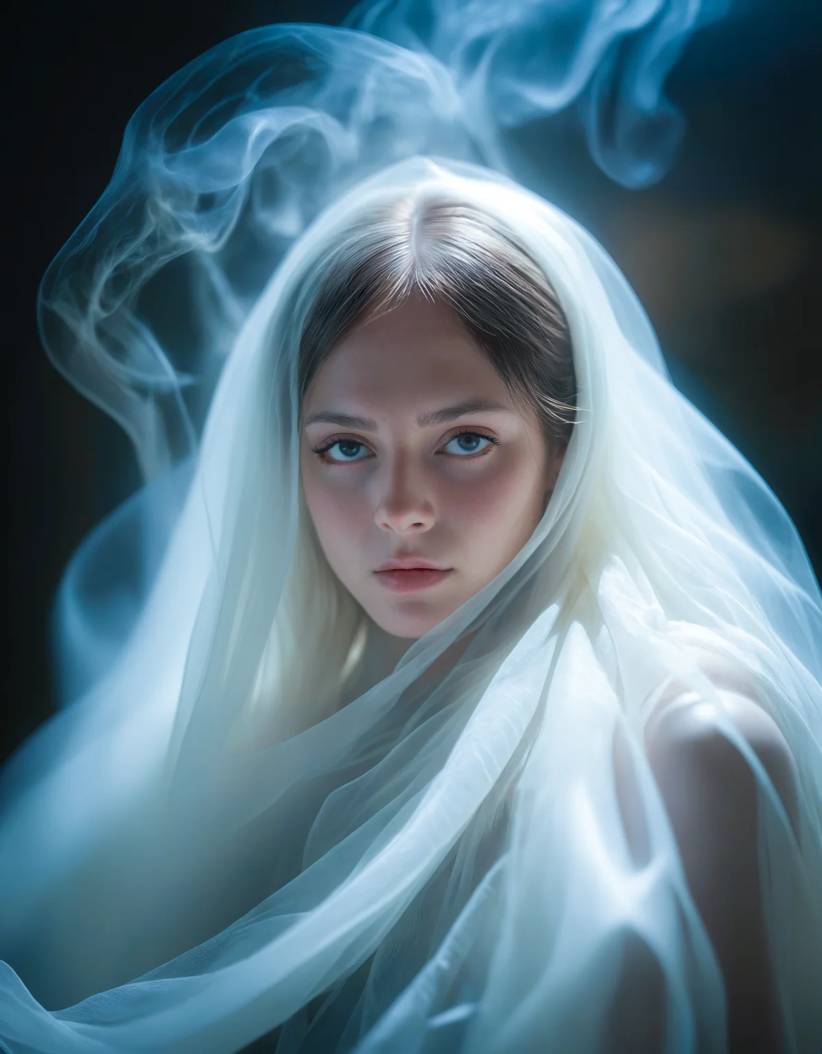 hyperrealistic shot of a (ghostly ectoplasm:1.5), foggy, evening, light bloom, translucent, ectoplasm, masterpiece, best quality, dreamy, magnificent, ethereal, volumetric lighting, lightroom, ((cinematic)), raytracing, subsurface scattering, face focus, magnificent, celestial, ethereal, epic, magical, dreamy, chiaroscuro, subsurface scattering, amazing textures, filmic, macro, shallow dof, shallow depth of field, beautiful eyes, extremely detailed pupil,