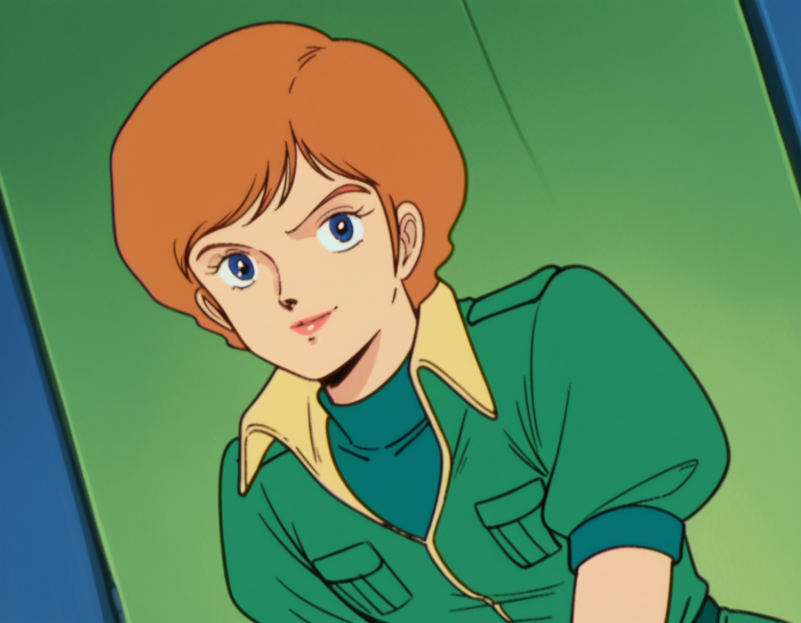 score_9, score_8_up, score_7_up, source_anime,
reccoalonde, <lora:reccoa-londe-anime-ponyxl-lora-nochekaiser:1>,
reccoa londe, short hair, orange hair, retro artstyle, 1980s \(style\), blue eyes,
shorts, uniform, military, green uniform, green shorts,
indoors, bent over, smile,
looking at viewer, cowboy shot, solo, dutch angle,