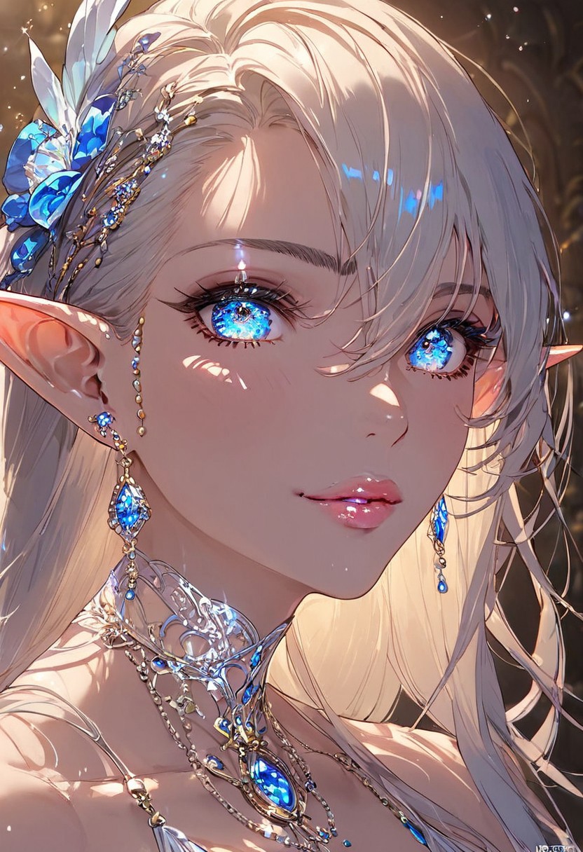 score_9, score_8, score_7, score_6, score_5, score_4, rating_questionable, 1girl, ((solo)), female, drow, tall, ((black skin)), elf ears, long ears, beautiful young woman, very long hair, sidelocks, (horny), hair over one eye, smug, half-closed eyes, blue eyes, bright eyes, prideful, lewd, thick lips, baggy clothes, sexually suggestive, closed mouth (massive breasts),