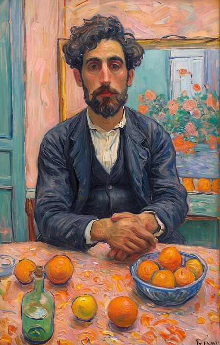 masterpiece,best quality,<lora:tbh126-sdxl:0.8>,indoor,oil painting,style of Pierre Bonnard,
