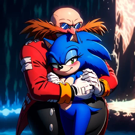 ((Dr Eggman hugging Sonic the Hedgehog)), ((HMOAF)), score_9, score_8_up, head tilt, hug, ((size difference)), ((hugging)), high resolution, cute, ((perfect face)), easynegative, ((bald human male hugging blue anthro female hedgehog)), blushing, (side by side)
[((Dr Eggman)), Eggman, 1boy, gloves, glasses, white gloves, facial hair, round eyewear, mustache, bald head, red military jacket, tall male, ((fat male, fat eggman)), smirk, handsome male, smug blushing eggman, goggles on Dr Eggman's head]
((short female furry blue hedgehog)), 1girl, (female Sonic), Sonic_the_Hedgehog, female sonic the hedgehog, blue fur quills, green eyes, featureless chest, detailed fur, white gloves, (small sonic), small chest