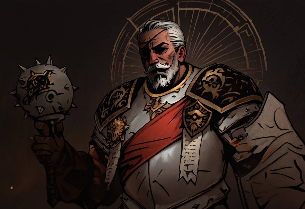 masterpiece, best quality, newest, absurdres, highres, DD2Style-IL.V1.0, shaded eyes, black eyes,
MAA-V1.1, 1boy, old man, armor, eyepatch, white hair, mustache, facial hair,