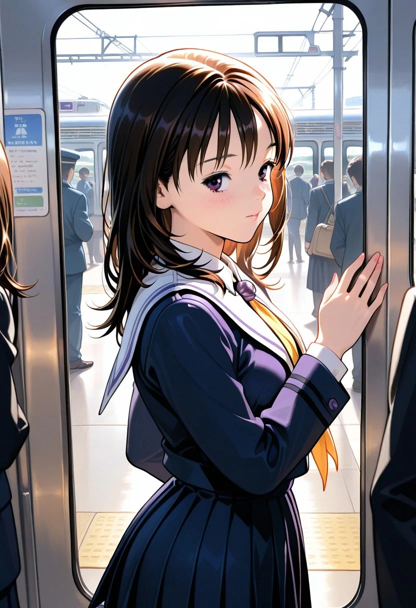 {prompt}, masterpiece,best quality,amazing quality, absurdres, very aesthetic, newest, very awa,
1 girl, solo, Yoshizuki iori, uniform, train, crowded