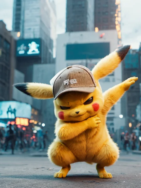 score_9, score_8_up, score_7_up, Pikachu,
outstretched arm, squatting, covered face, closed eyes, Blurred urban background