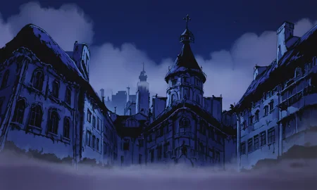 score_9, score_8_up, score_7_up, source_anime, BREAK, scenery, (no humans:1.1), gothic, town, buildings, (gothic architeture:1.1), night, fog, retro artstyle