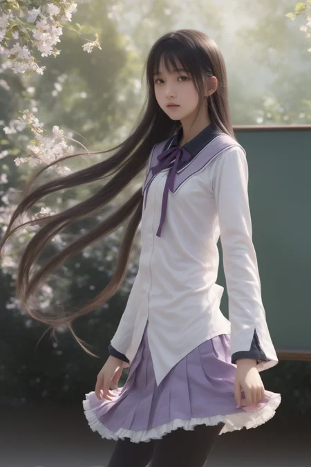1girl,homu,long hair, <lora:homu_xl_base:0.75>,(RAW photo, best quality),(realistic, photo-realistic:1.3),best quality,masterpiece,an extremely delicate and beautiful,extremely detailed, (full body:1.3), <lora:kosina17:0.2>, <lora:koreanDollLikeness_v15:0.2> ,<lora:tifosemix_v1064s:0.2>,school